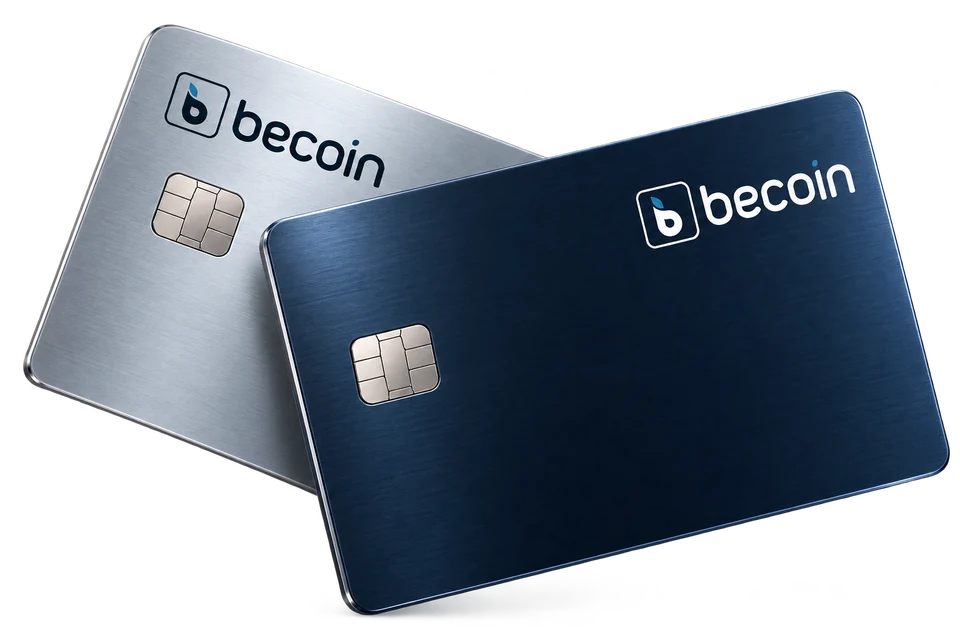 Becoin card illustration in midnight navy and silver